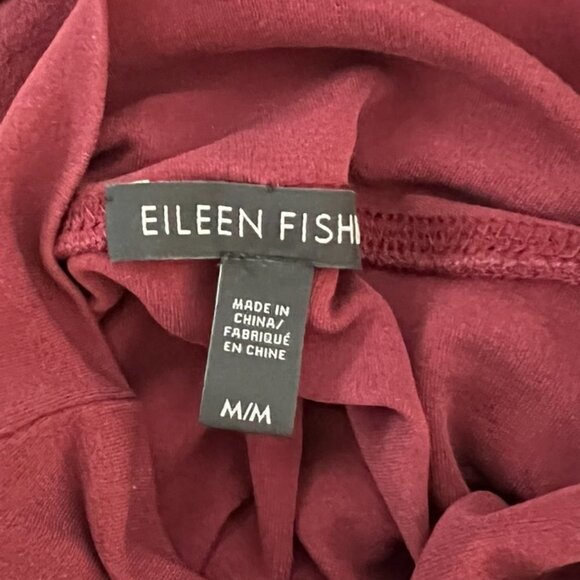 Eileen Fisher burgundy silk long sleeve blouse size M - Picture 4 of 4